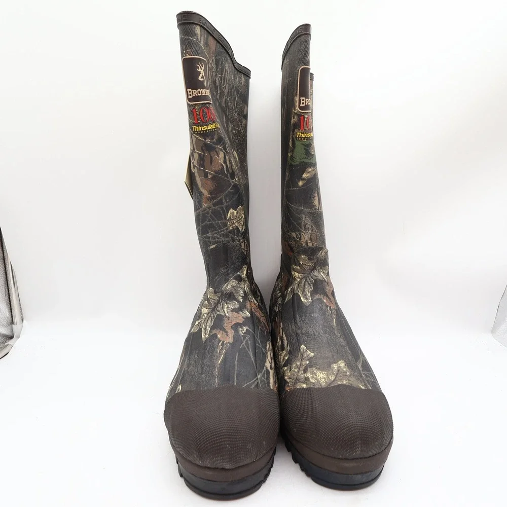 Browning 70100 Waterproof Rubber Boots Mens 8 Camo Hunting NWT